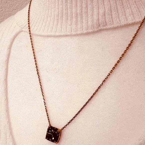 ♠️Kate Spade New York gold-tone square glitter stone mini pendant necklace - Picture 5 of 10